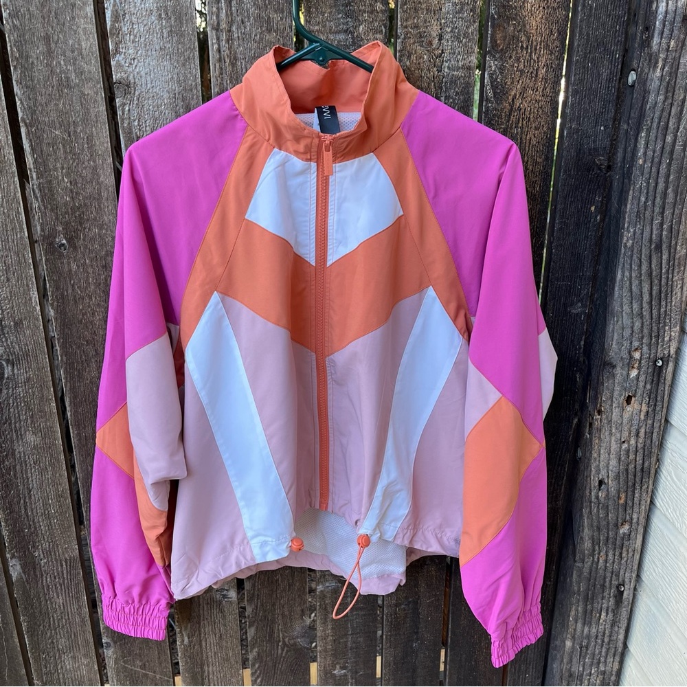 Savvi Wm’s Opal Pink & Orange Color Block Zip Jacket NWOT Sz XS